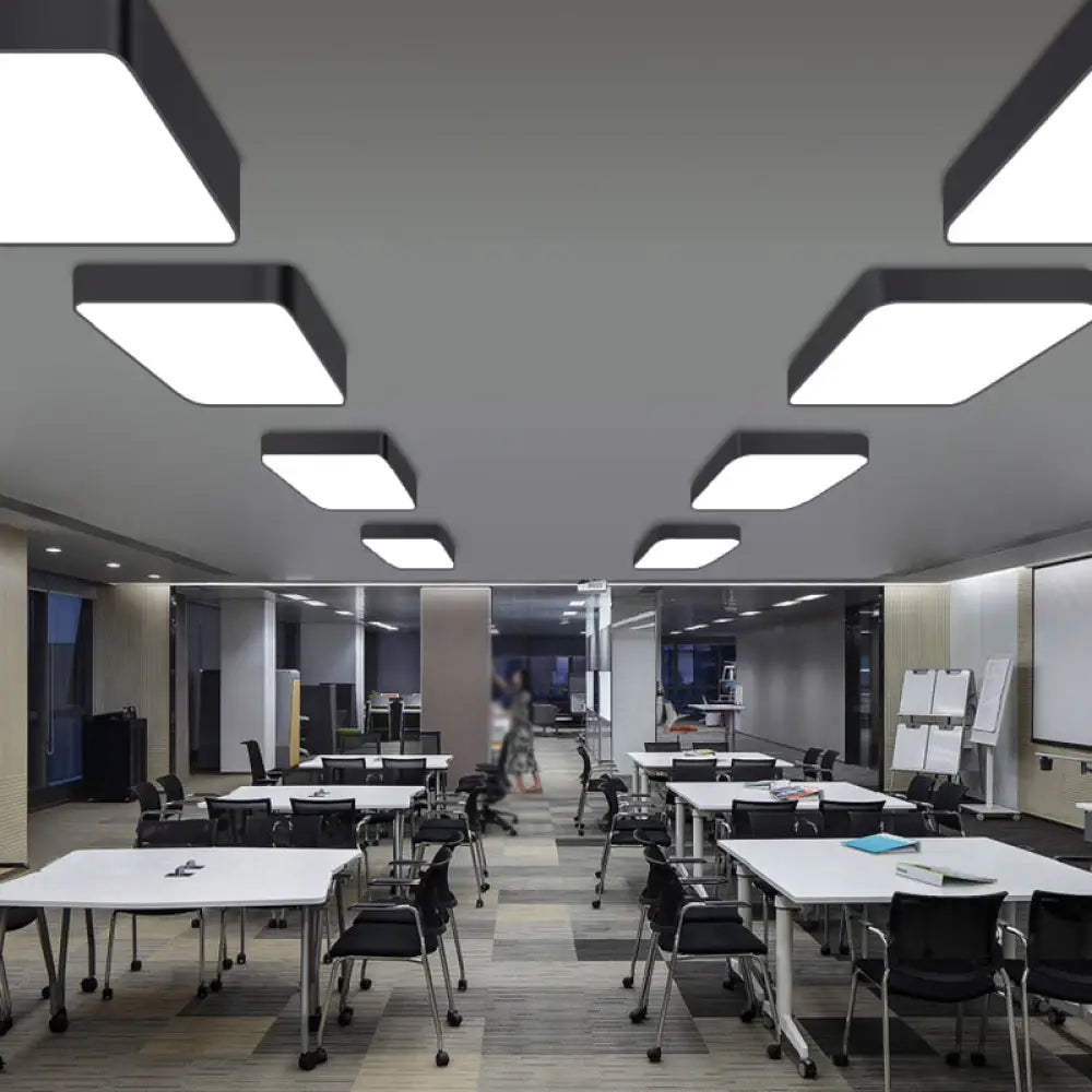 DecorBites™ DecorBites™ Stylish Office Illumination: Nordic Black Square LED Metal Flush Mount Ceiling Lamp