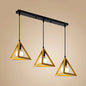 Stylish Retro Pendant Ceiling Light with Metallic Red/Yellow Triangle Design - 3 Heads, Foyer Suspension Lamp