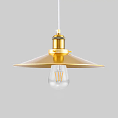 Stylish Saucer Hanging Lamp - 12/14 Inch Wide, Gold Metallic Pendant Light with 1 Light for Bedside