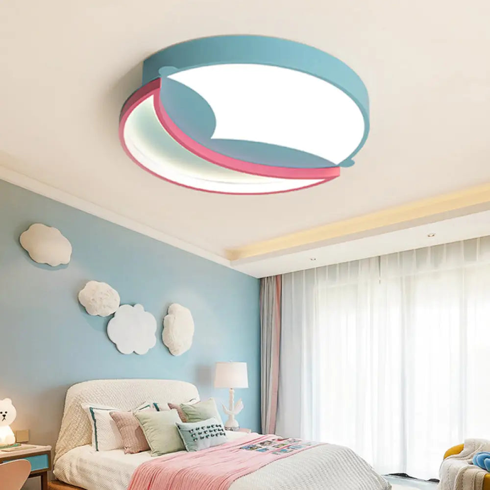DecorBites™ DecorBites™ Stylish Silicone Round Flush Ceiling Light - Cartoon LED Ceiling Mounted Lamp for Bedroom with Blue/Pink Light