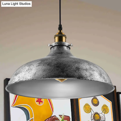 Stylish Silver Gray Iron Dome Ceiling Light with Cord for Living Room Décor