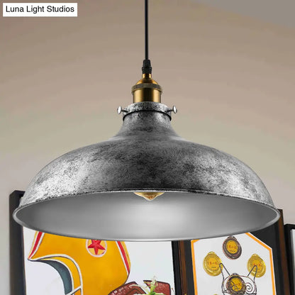 Stylish Silver Gray Iron Dome Ceiling Light with Cord for Living Room Décor