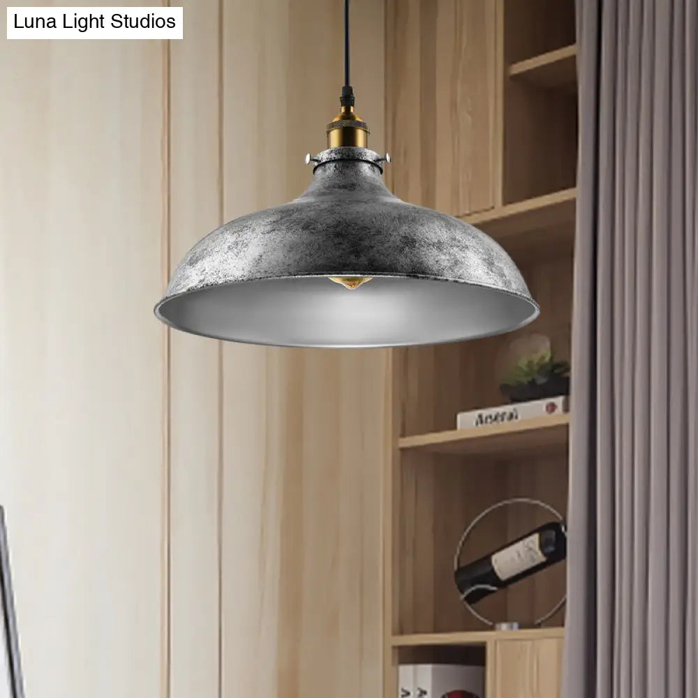 Stylish Silver Gray Iron Dome Ceiling Light with Cord for Living Room Décor