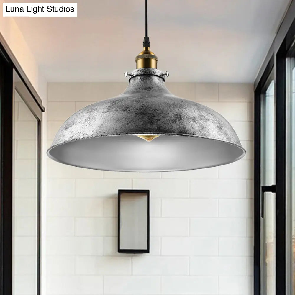 Stylish Silver Gray Iron Dome Ceiling Light with Cord for Living Room Décor