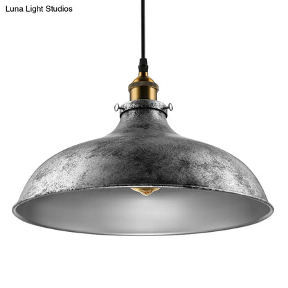 Stylish Silver Gray Iron Dome Ceiling Light with Cord for Living Room Décor