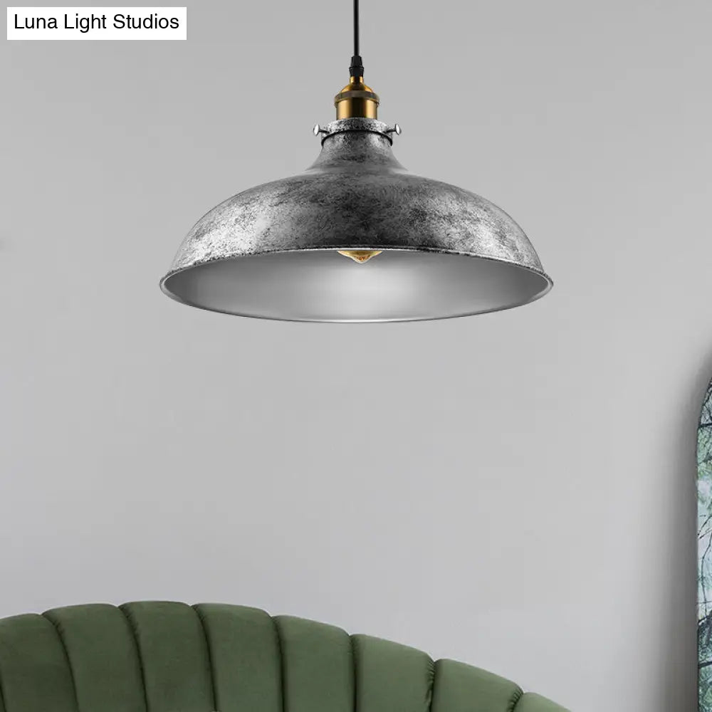 Stylish Silver Gray Iron Dome Ceiling Light with Cord for Living Room Décor