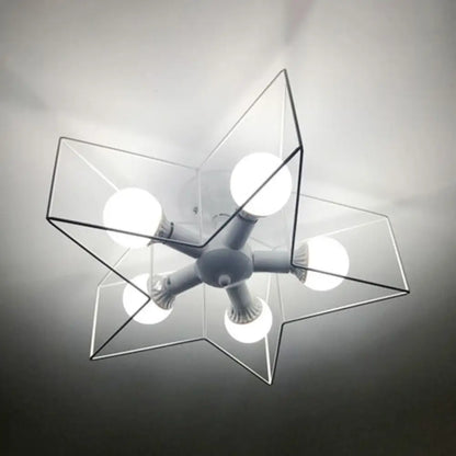 DecorBites™ DecorBites™ Stylish Star Cage Semi Flush Pendant Light with Metallic Shade - 5 Lights for Bedroom Ceiling Lighting (Black/White)