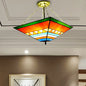 Stylish Tiffany Semi Flush Mount Light with Stained Glass Shade in Orange/Yellow