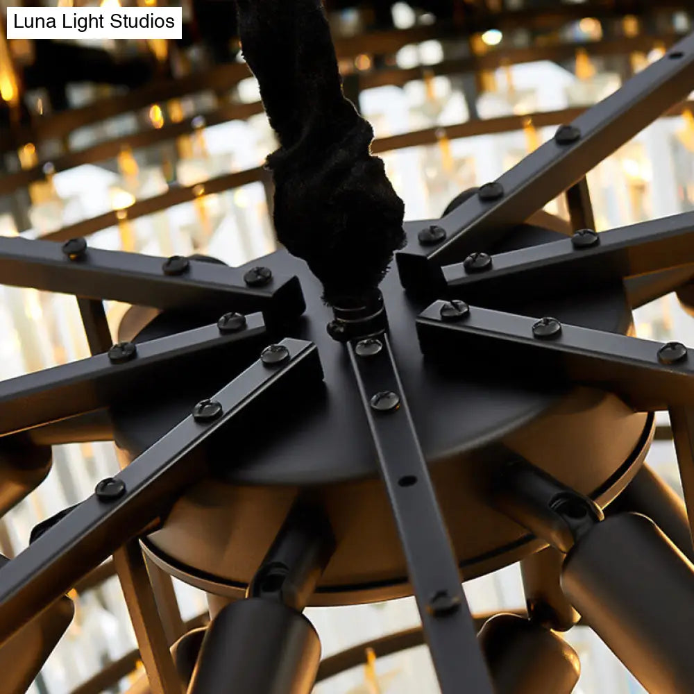 Elegante lámpara de araña vintage plateada con bloque de cristal para la decoración de la sala de estar