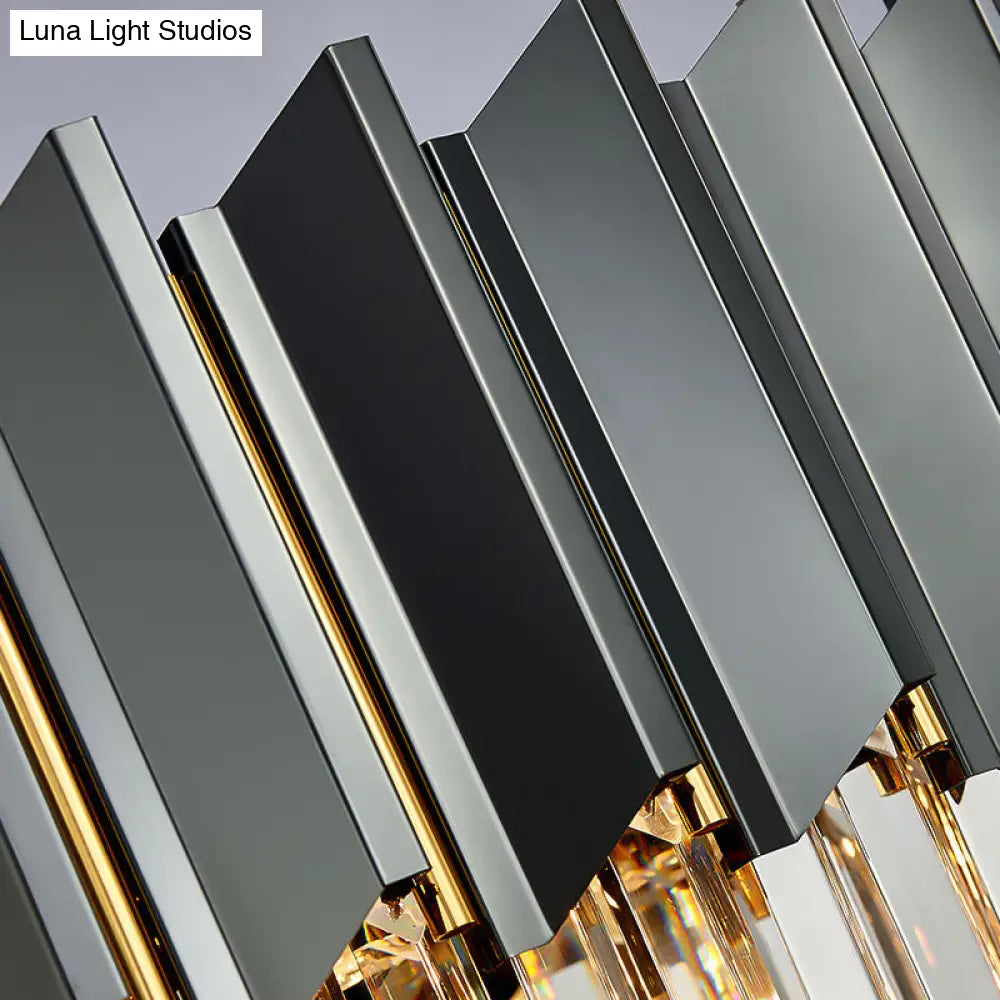 Elegante lámpara de araña vintage plateada con bloque de cristal para la decoración de la sala de estar