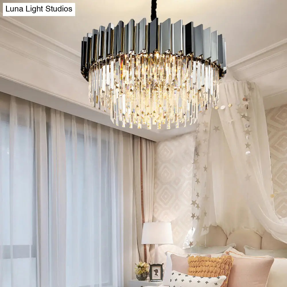 Elegante lámpara de araña vintage plateada con bloque de cristal para la decoración de la sala de estar