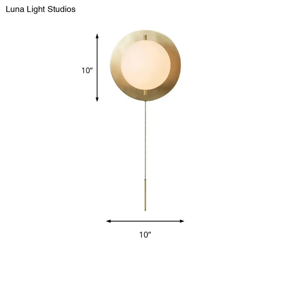 DecorBites™ DecorBites™ Stylish White Orb Shade Wall Light with Brass Base - Modern Metal Glass Wall Lamp for Boutique