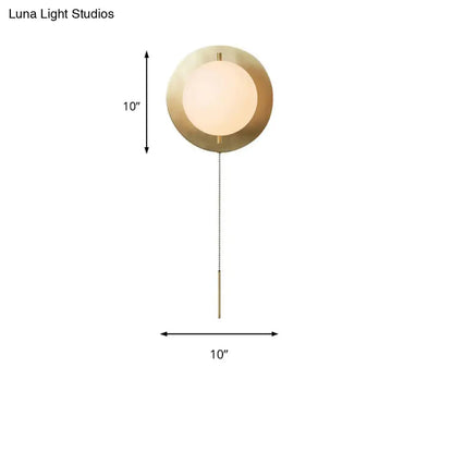 DecorBites™ DecorBites™ Stylish White Orb Shade Wall Light with Brass Base - Modern Metal Glass Wall Lamp for Boutique