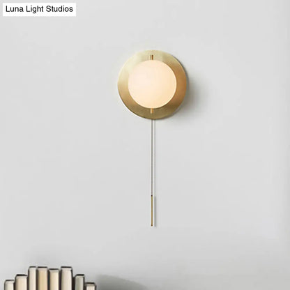 DecorBites™ DecorBites™ Stylish White Orb Shade Wall Light with Brass Base - Modern Metal Glass Wall Lamp for Boutique