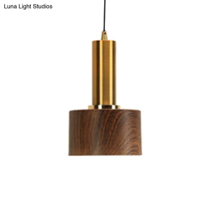 Stylish Wood Pendant Light for Bedroom or Porch - Small, Brown, and Modern