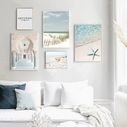 Summer Beach Seashell Canvas Wall Art - Posters