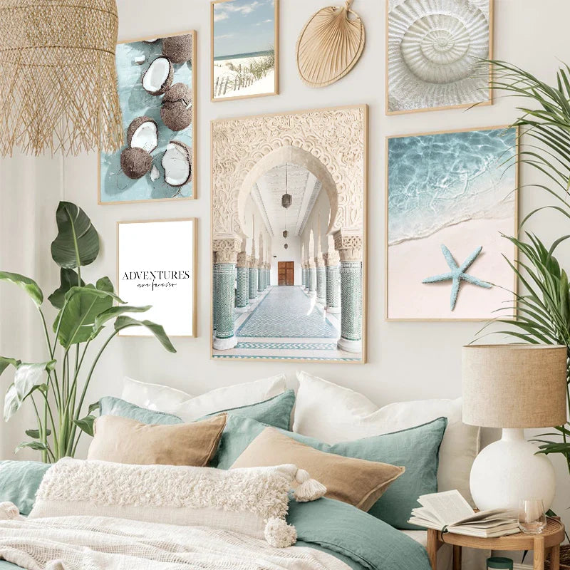 Summer Beach Seashell Canvas Wall Art - Posters
