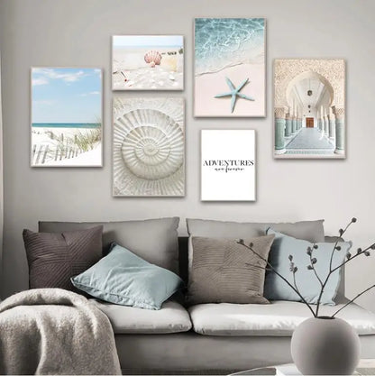 Summer Beach Seashell Canvas Wall Art - Posters