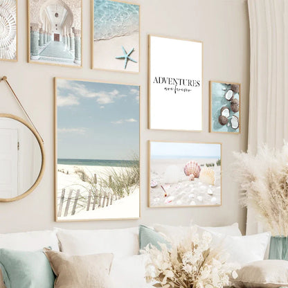 Summer Beach Seashell Canvas Wall Art - Posters
