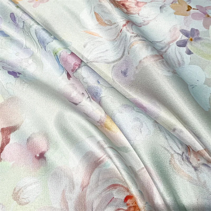 Summer Floral Satin Silk Duvet Cover Set