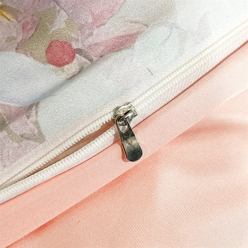 Summer Floral Satin Silk Duvet Cover Set