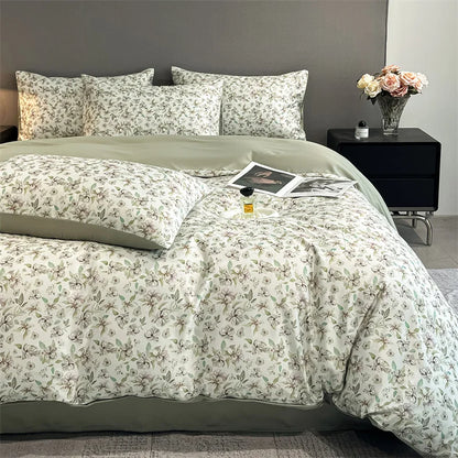 Summer Floral Satin Silk Duvet Cover Set - meiying / King 3pcs