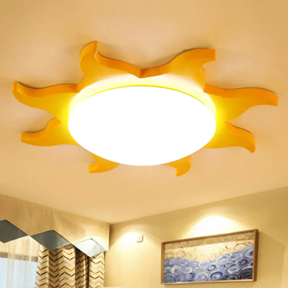 DecorBites™ DecorBites™ Sun-Shaped Cartoon Wood Acrylic Flush Ceiling Light for Kindergarten