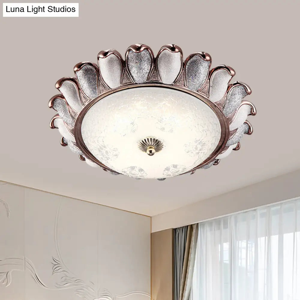 DecorBites™ DecorBites™ Sunflower Glass Ceiling Lamp: Textured, LED Flush Mount, 14"/18"/22" Width, Silver/Gold, Ideal for Countryside Bedroom