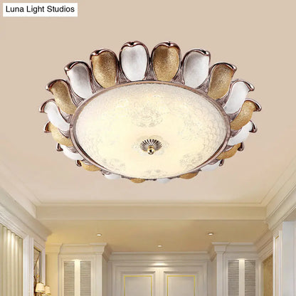 DecorBites™ DecorBites™ Sunflower Glass Ceiling Lamp: Textured, LED Flush Mount, 14"/18"/22" Width, Silver/Gold, Ideal for Countryside Bedroom