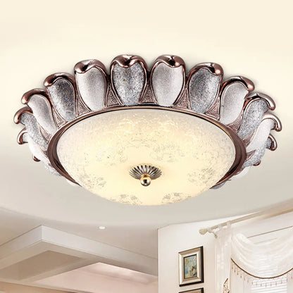 DecorBites™ DecorBites™ Sunflower Glass Ceiling Lamp: Textured, LED Flush Mount, 14"/18"/22" Width, Silver/Gold, Ideal for Countryside Bedroom