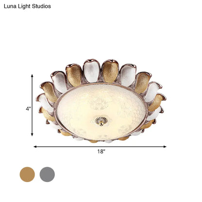 DecorBites™ DecorBites™ Sunflower Glass Ceiling Lamp: Textured, LED Flush Mount, 14"/18"/22" Width, Silver/Gold, Ideal for Countryside Bedroom