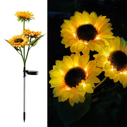 Sunflower Solar Garden Lights for Outdoor Decor - Lawn-006-3heads