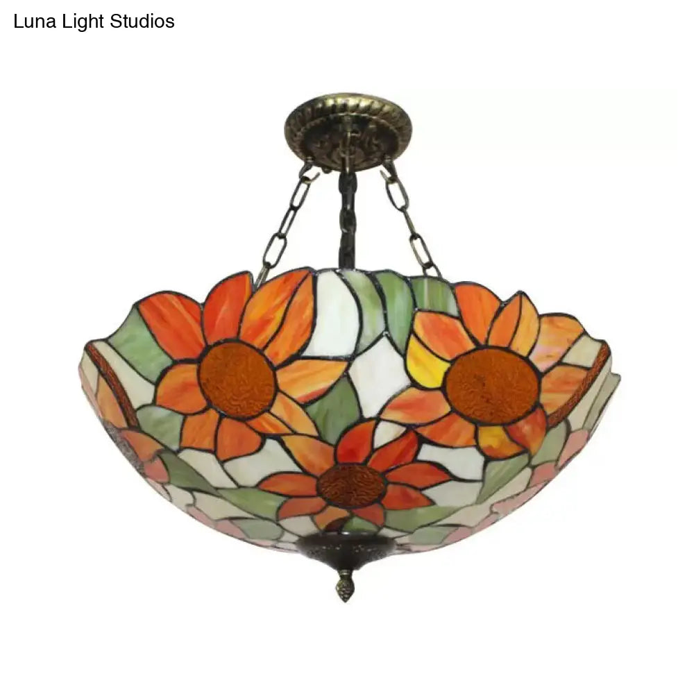 DecorBites™ DecorBites™ Sunflower Tiffany Ceiling Light with Stained Glass Shade