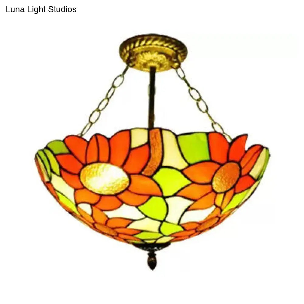 DecorBites™ DecorBites™ Sunflower Tiffany Ceiling Light with Stained Glass Shade