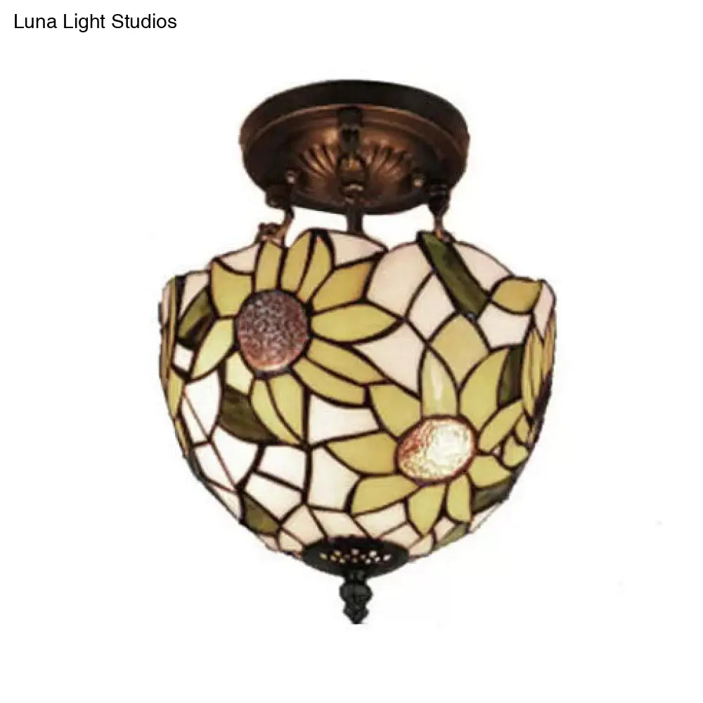 DecorBites™ DecorBites™ Sunflower Tiffany Ceiling Light with Stained Glass Shade