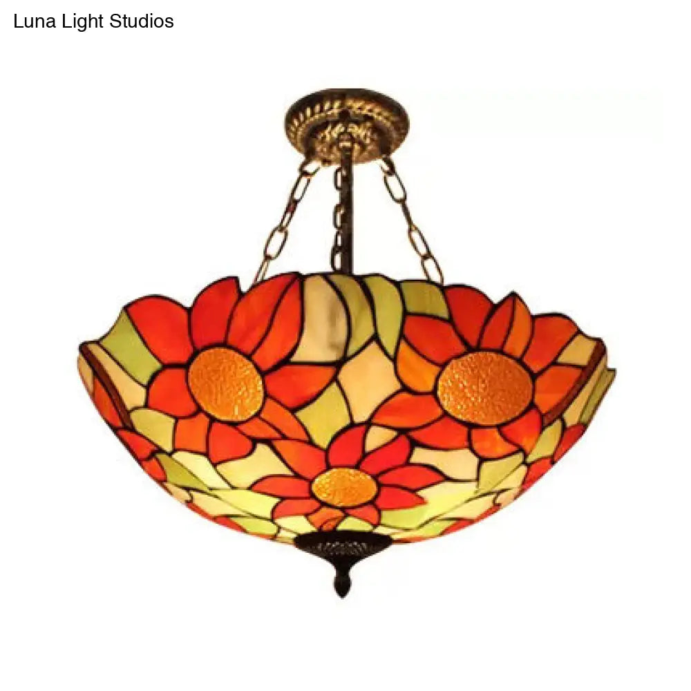 DecorBites™ DecorBites™ Sunflower Tiffany Ceiling Light with Stained Glass Shade