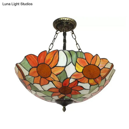 DecorBites™ DecorBites™ Sunflower Tiffany Ceiling Light with Stained Glass Shade