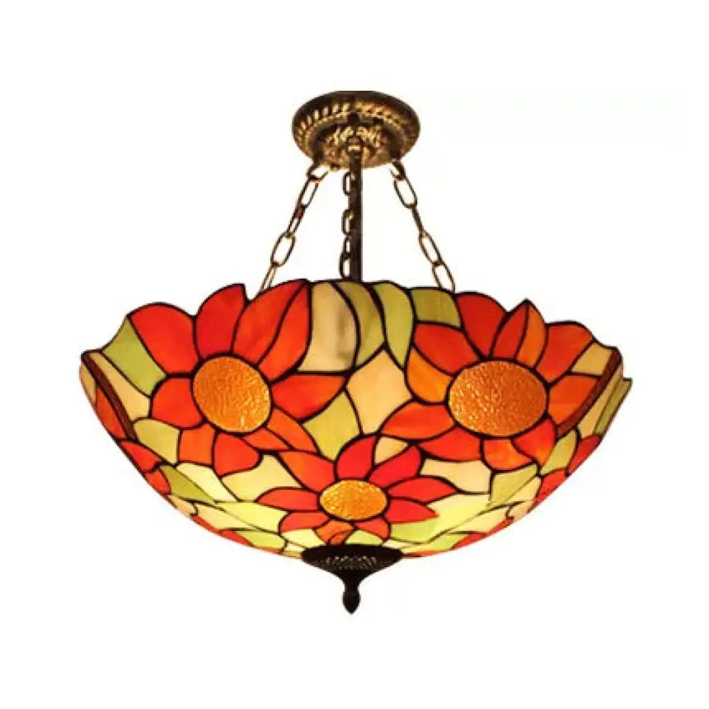 DecorBites™ DecorBites™ Sunflower Tiffany Ceiling Light with Stained Glass Shade
