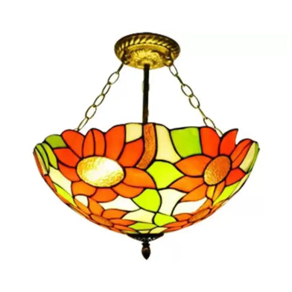 DecorBites™ DecorBites™ Sunflower Tiffany Ceiling Light with Stained Glass Shade