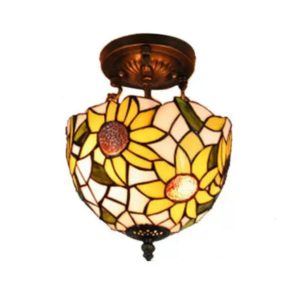 DecorBites™ DecorBites™ Sunflower Tiffany Ceiling Light with Stained Glass Shade