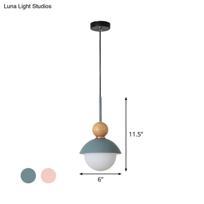 Sunny Doll Hanging Light Macaron Metallic Suspension Lamp - 1 Bulb in Pink/Light Blue for Dining Room