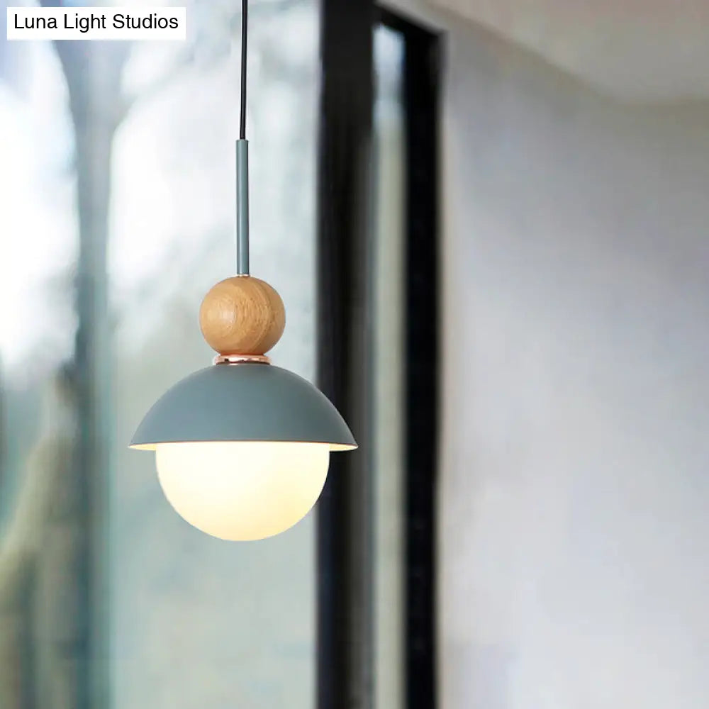 Sunny Doll Hanging Light Macaron Metallic Suspension Lamp - 1 Bulb in Pink/Light Blue for Dining Room