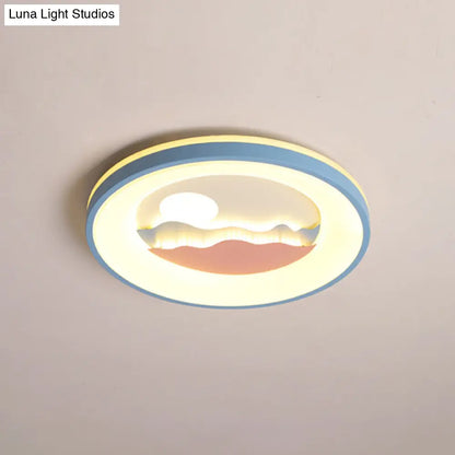 DecorBites™ DecorBites™ Sunset Round Acrylic Flush Light Fixture with Nordic LED Pink/Blue Flush Mount for Child's Bedroom