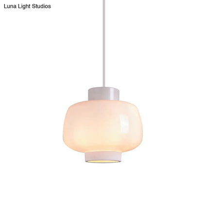 Suspension Lantern Light - Modern 1-Head Pendant in Smoke Gray/Cream/Cognac Glass for Living Room