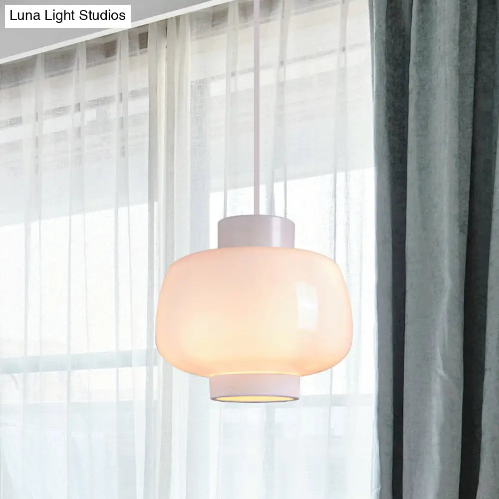 Suspension Lantern Light - Modern 1-Head Pendant in Smoke Gray/Cream/Cognac Glass for Living Room