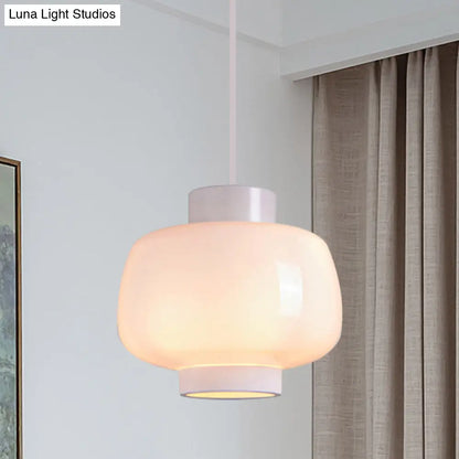 Suspension Lantern Light - Modern 1-Head Pendant in Smoke Gray/Cream/Cognac Glass for Living Room