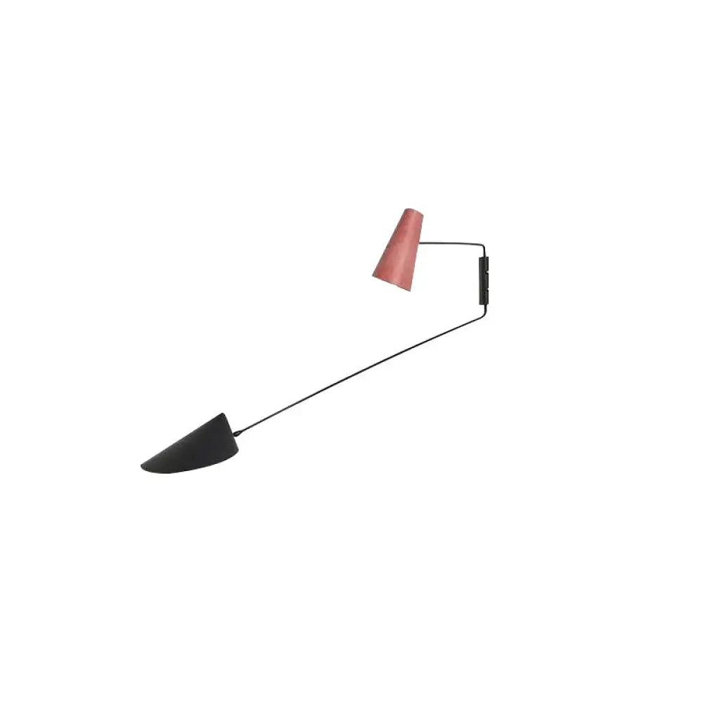 DecorBites™ DecorBites™ Swing Arm Wall Sconce 2-Light Bedroom Reading Light in Minimalist Style with Pink and Black Shade