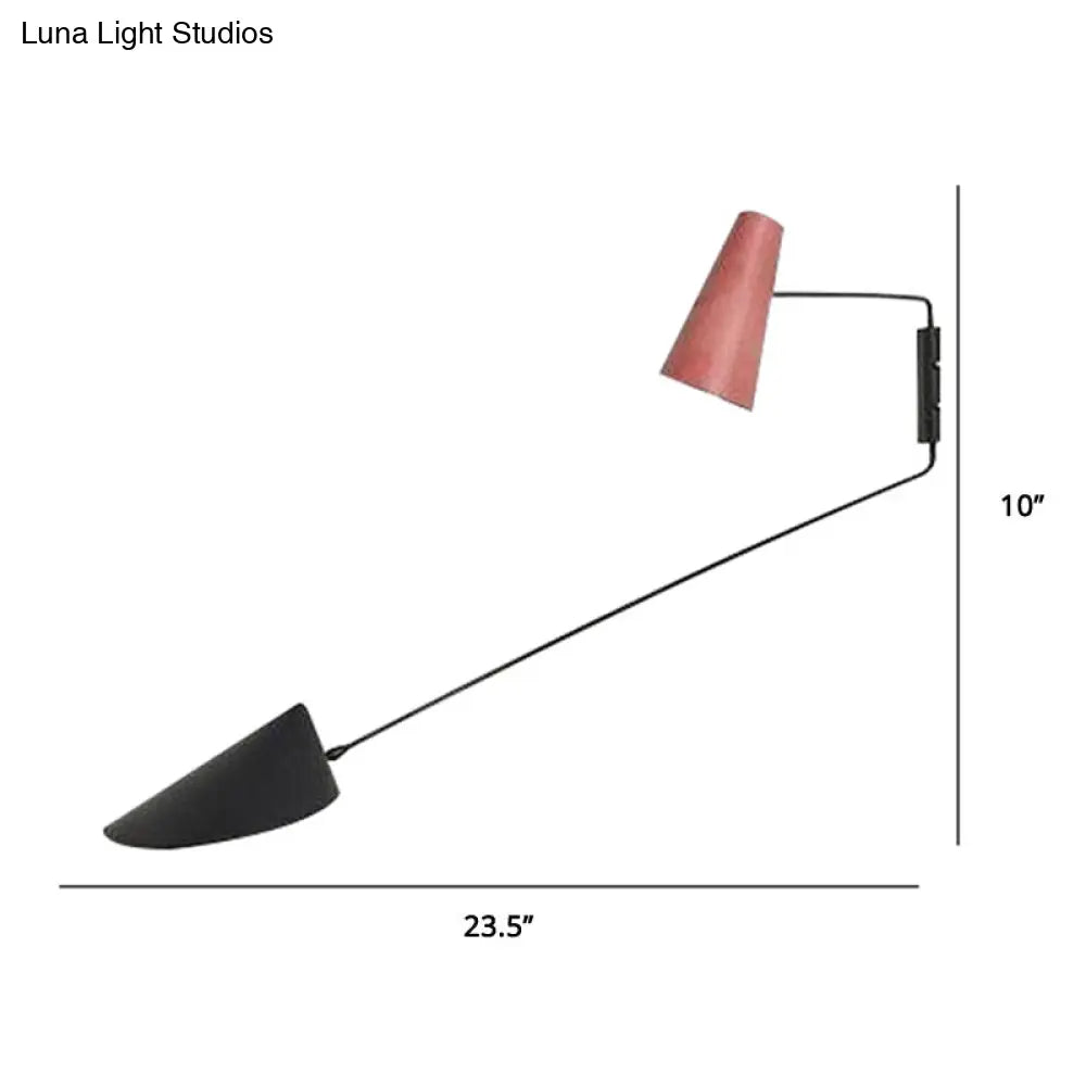 DecorBites™ DecorBites™ Swing Arm Wall Sconce 2-Light Bedroom Reading Light in Minimalist Style with Pink and Black Shade