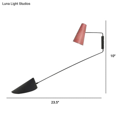DecorBites™ DecorBites™ Swing Arm Wall Sconce 2-Light Bedroom Reading Light in Minimalist Style with Pink and Black Shade