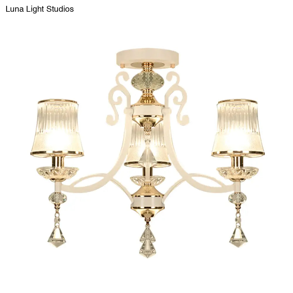 Lámpara de techo colgante con forma de gota de lluvia de cristal en espiral - Lámpara de cocina minimalista con 3 luces y pantalla blanca y negra